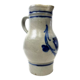 Cruche pichet grès décor bleu hauteur 27cm