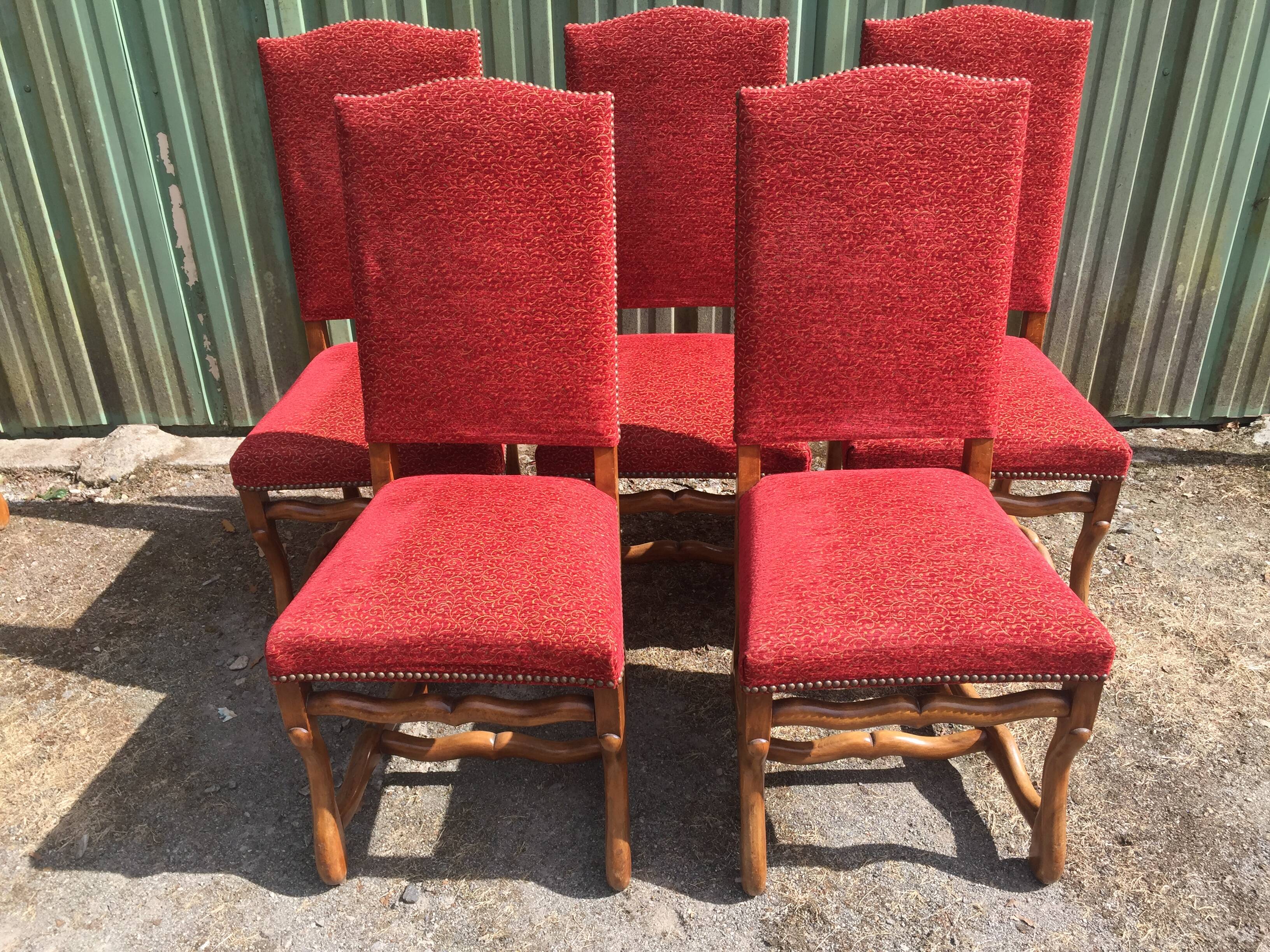 Vintage Louis XIII style chairs sheep bones in beech and velvet.