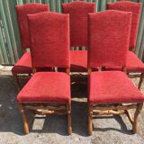 Vintage Louis XIII style chairs sheep bones in beech and velvet.