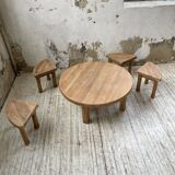 Circular elm coffee table from the 1950s