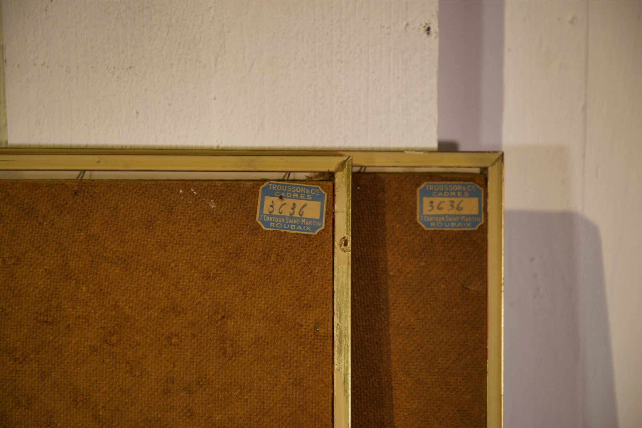 Pair of canvases on jute, ethnic art, framed by Trousson et Cie, Roubaix, 1970s.