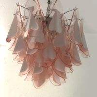 Pink and white “rondine” murano glass chandelier d60