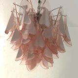 Pink and white “rondine” murano glass chandelier d60