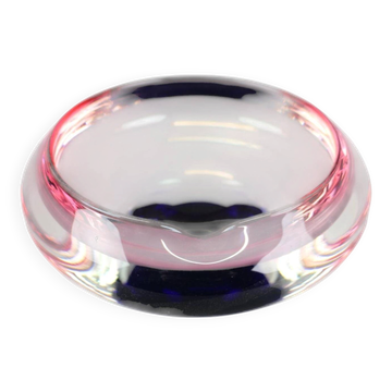Cendrier en verre Sommerso rose et bleu des années 1960 par Hospodka