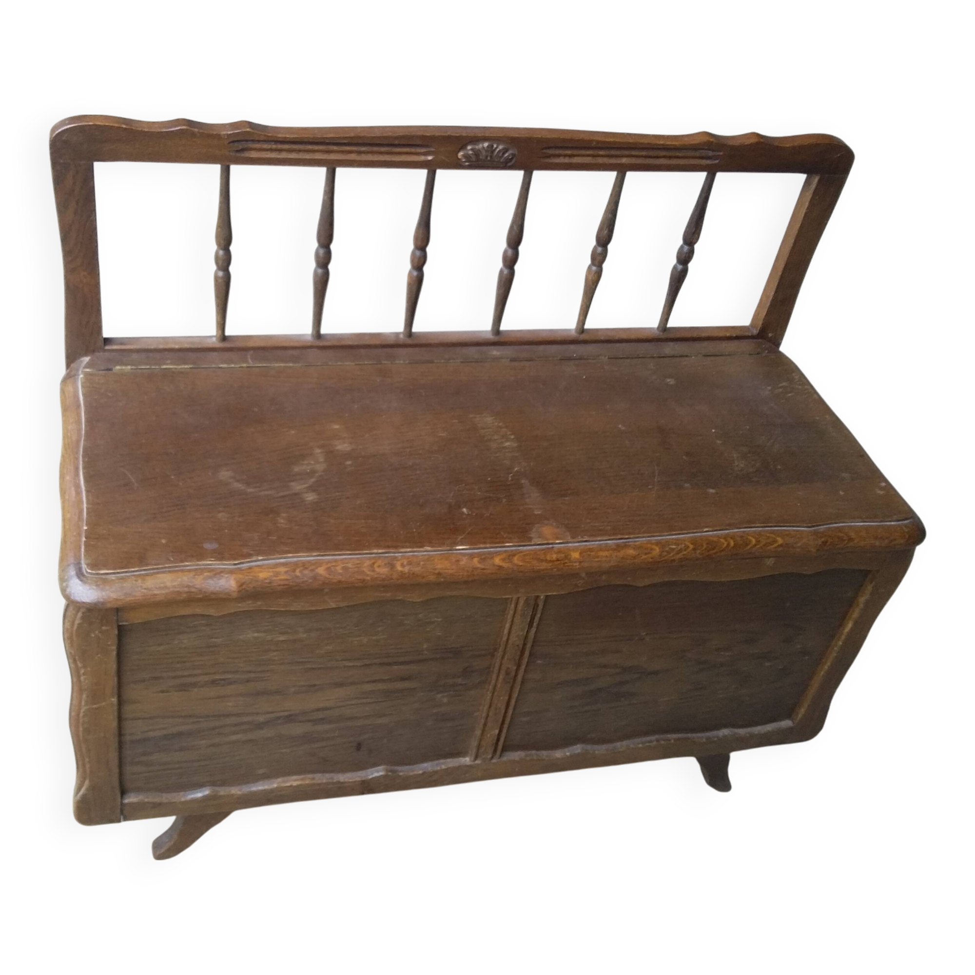 Small Oak Storage Bench - 20th Century