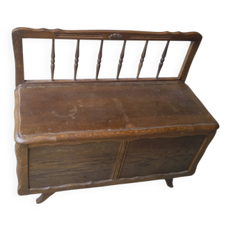 Small Oak Storage Bench - 20th Century