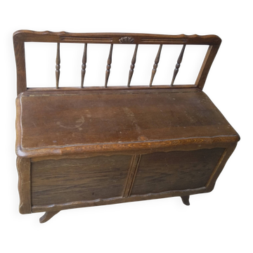 Small Oak Storage Bench - 20th Century