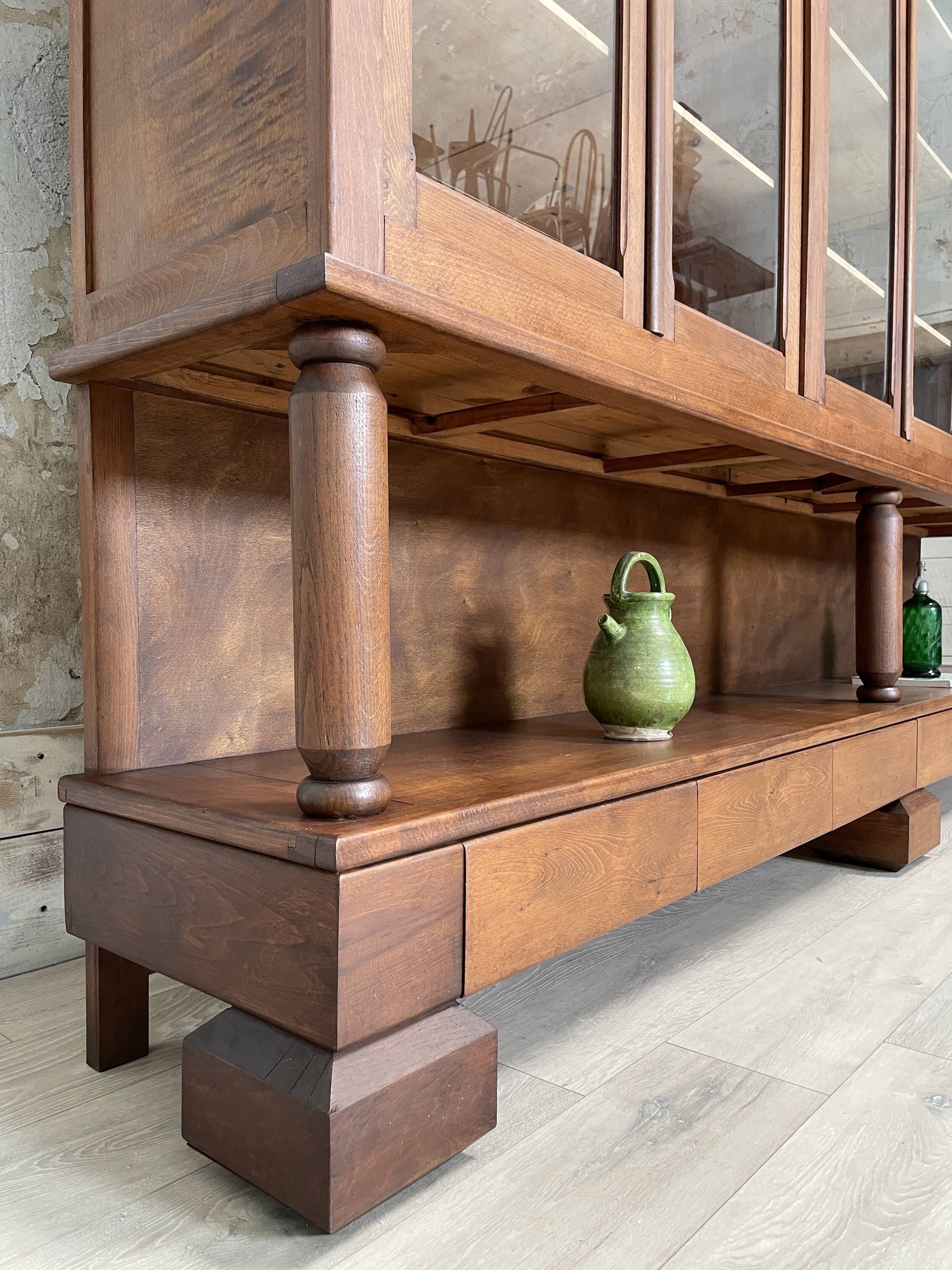 Solid wood display cabinet.