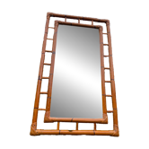 Miroir en bambou vintage 1970