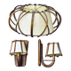 Suspension light and its 2 rattan wall lights by Louis Sognot, 1950s