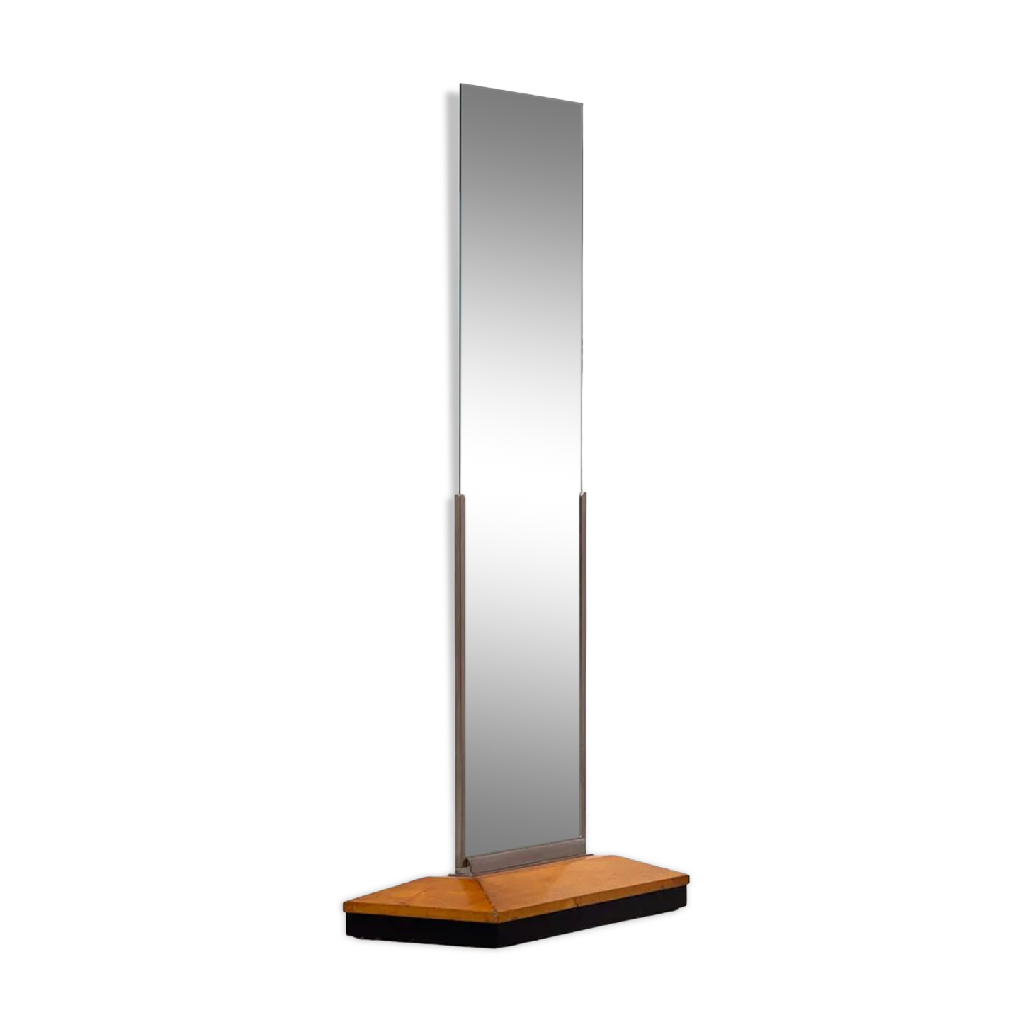 Art deco rectangular mirror in walnut wood 1930 176x80cm
