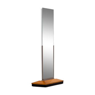 Art deco rectangular mirror in walnut wood 1930 176x80cm