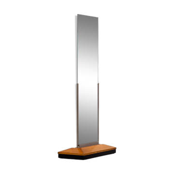 Miroir rectangulaire art deco en bois de noyer 1930 176x80cm