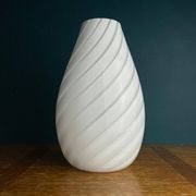 Murano glass vase, white whirl, Italy, 1980s