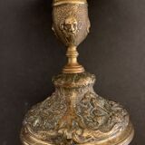 Openwork mythological cup in bronze on pedestal, Renaissance style