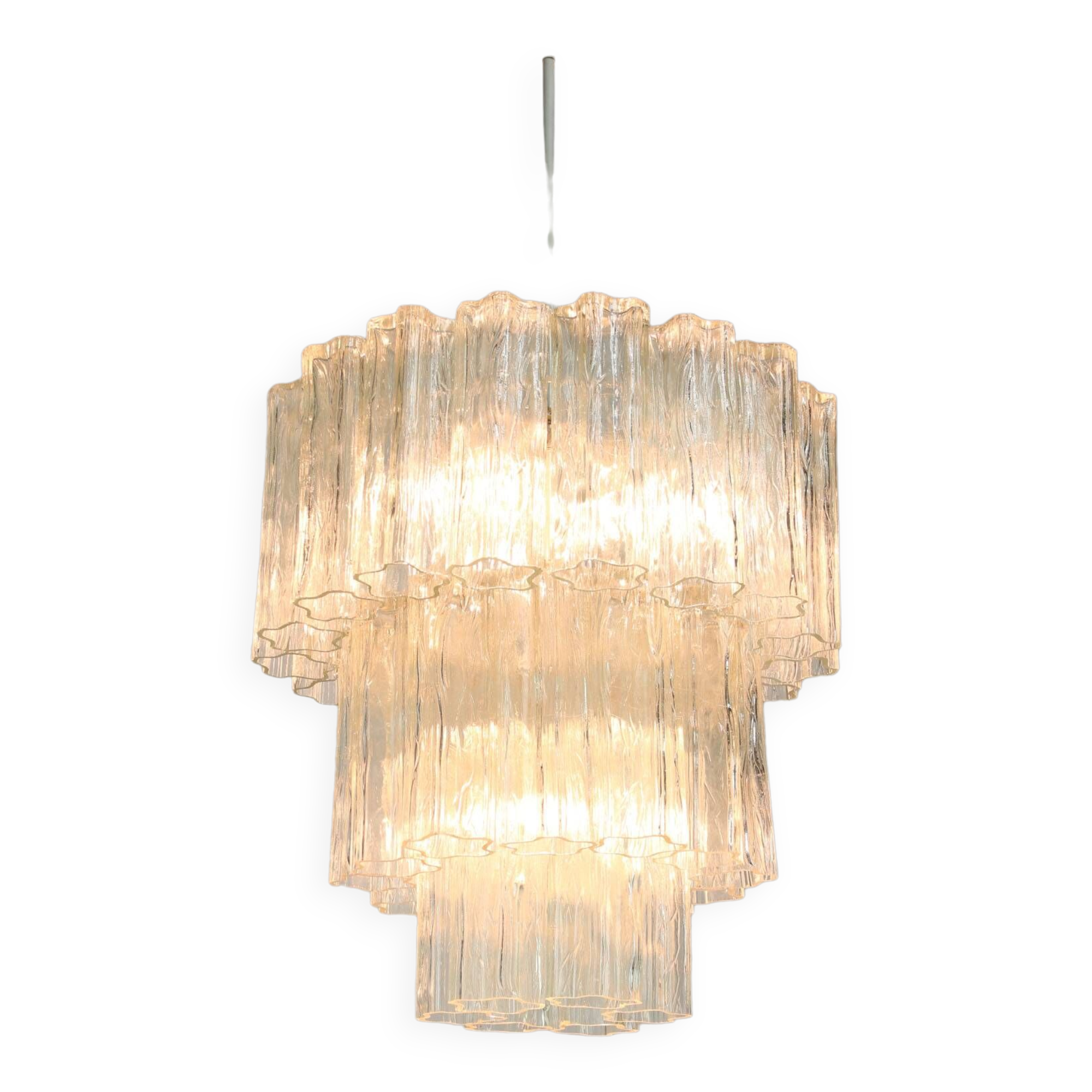 Large Mid-century Italian Glass Cascade Chandelier