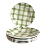 Moulins des loups soup plates, green grid