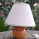 Lampe de chevet pied boule bois blond, abat jour ecru