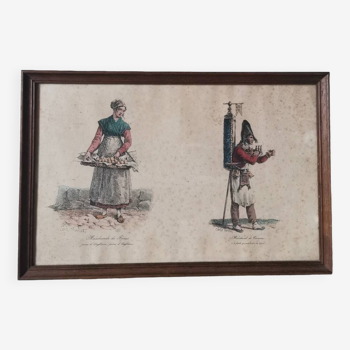 Vintage engraving print frame vernet card