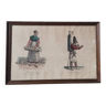 Vintage engraving print frame vernet card