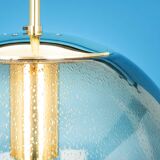Smoked glass and brass ball pendant light Limburg, Germany, 1970s