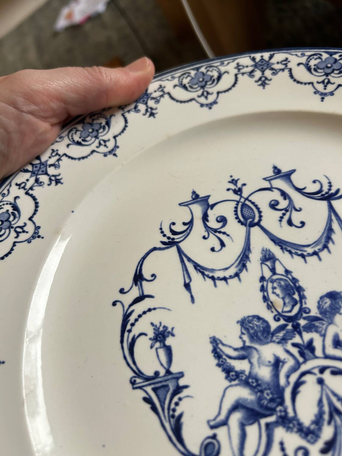 Plate or dish on a pedestal Moustiers by Jules Vieillard