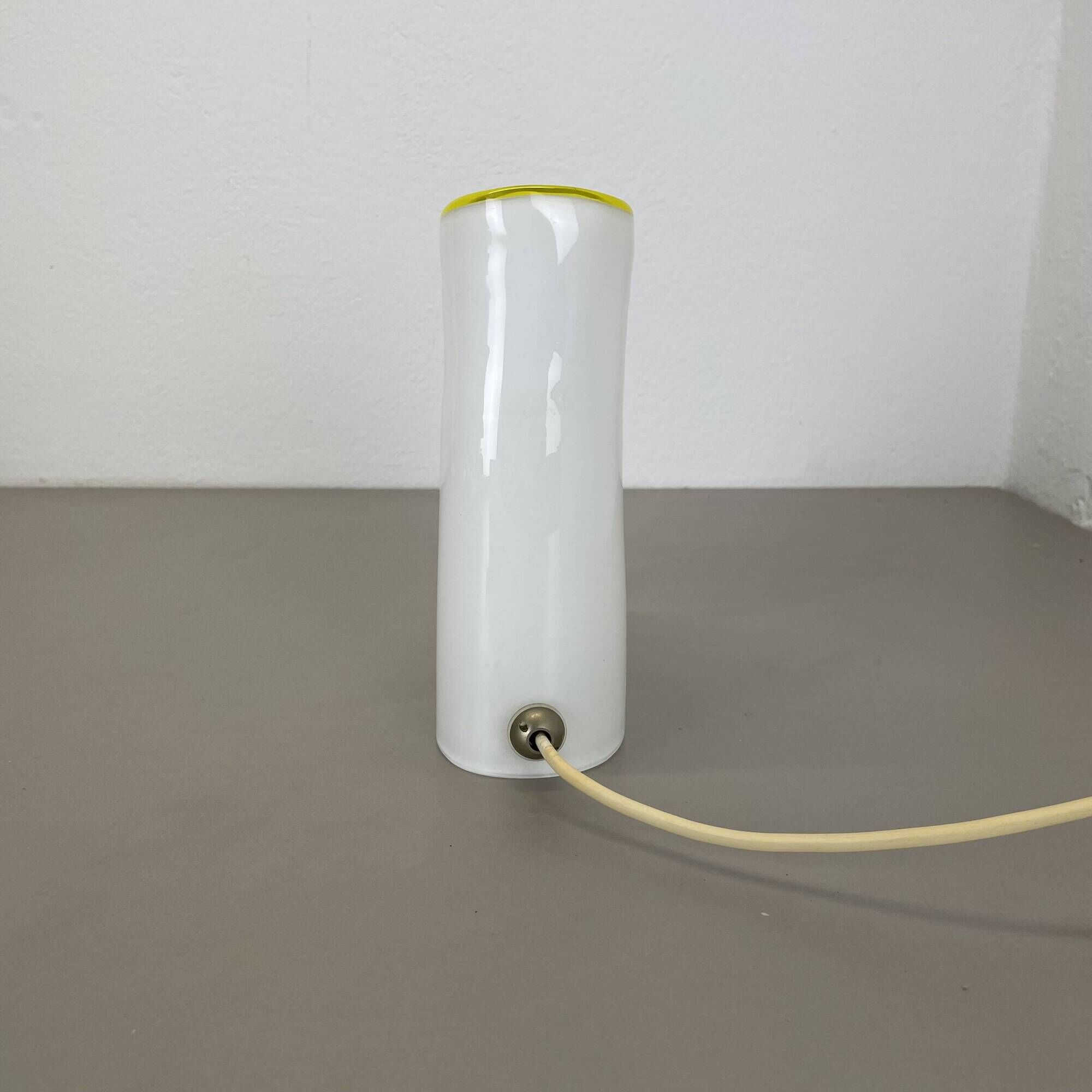 Minimalist White and Yellow Murano Glass Table Lamp by De Majo, Italy 1970s