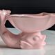 Vintage powder pink earthenware duo. Salins les Bains. 1950s.