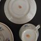 Tea set six cups Limoges porcelain floral decoration
