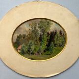 HSP painting "Forest landscape with house" 19th century