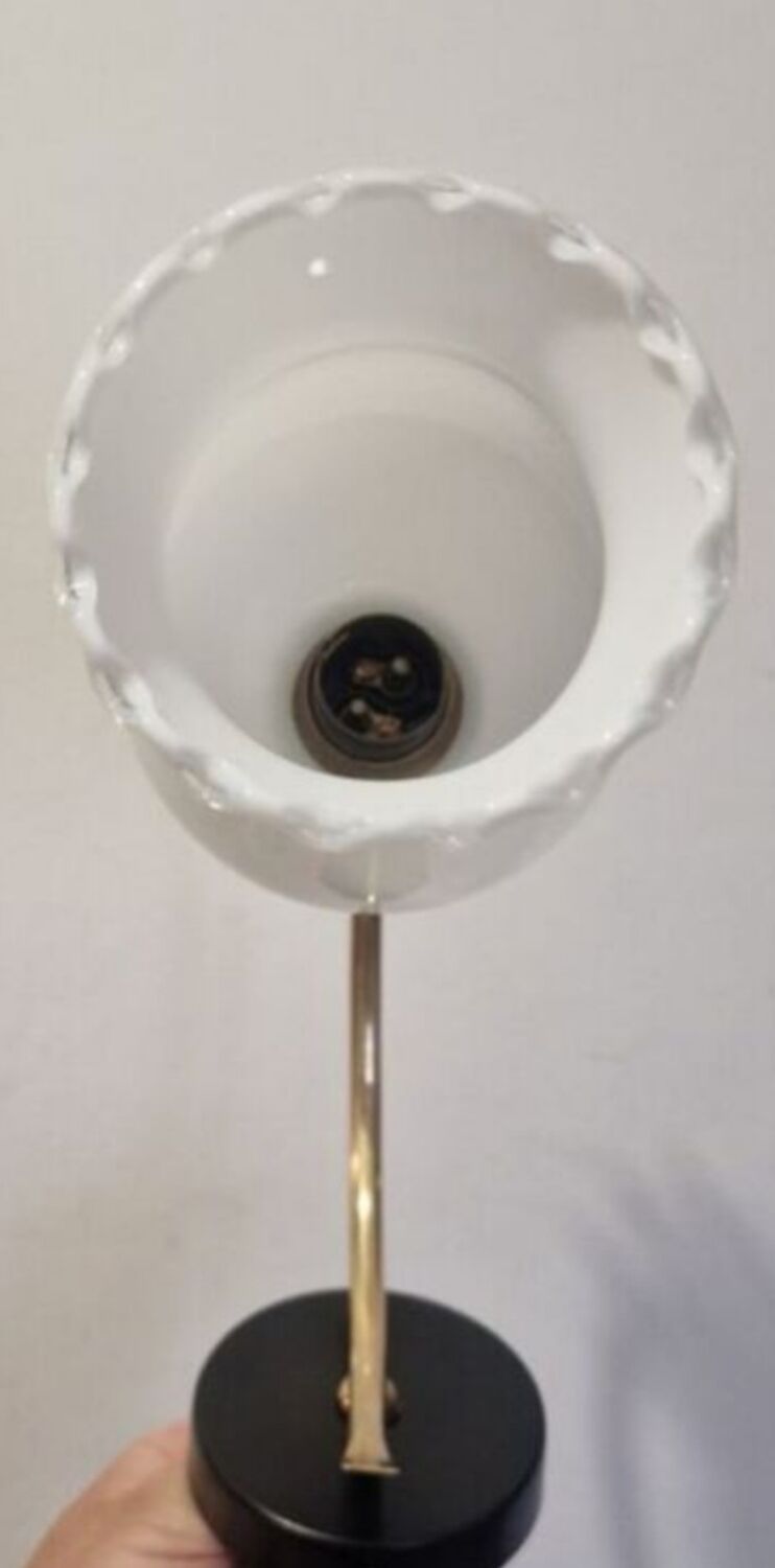 Duo of opaline brass wall lamps black or white finish of your choice