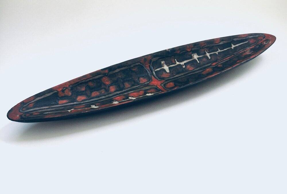Abstract Art Ceramic Surfboard Bowl Dish from Perignem Studio, Belgium, 1960s