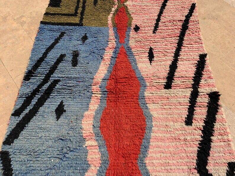 Handwoven, colorful pure wool rug, size 250 x 250 cm