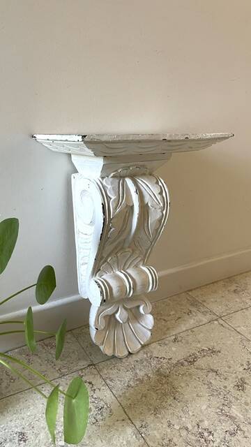 White Patinated Wall Console Shelf