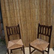 Pair of antique straw-seated farm chairs