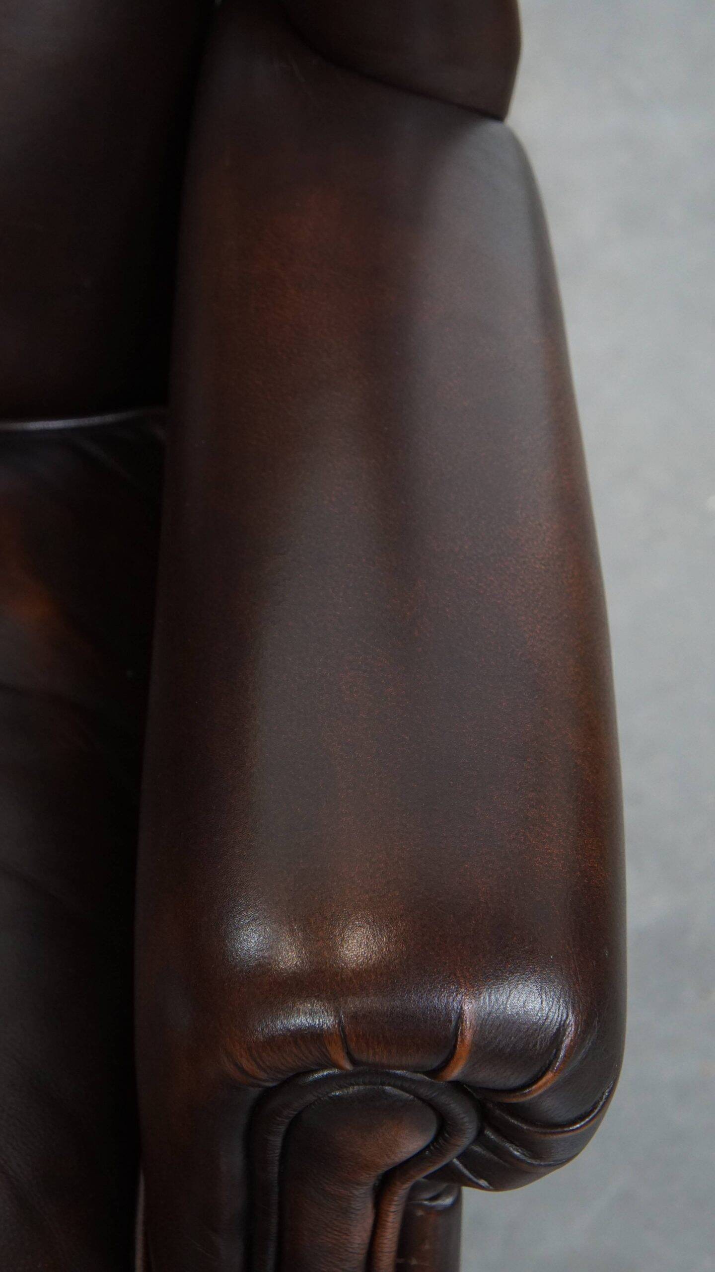 Comfortable wingback chair in English style made of cowhide leather