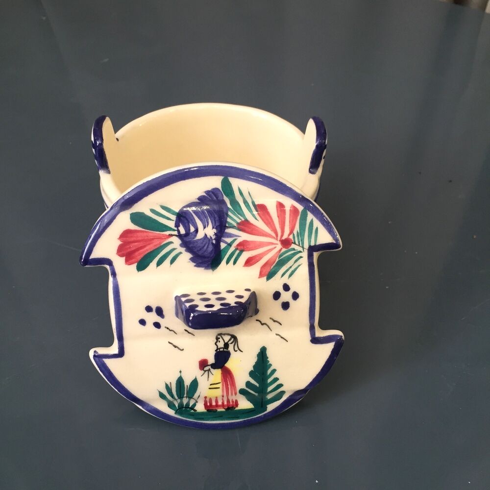 Saloir pot with lid hb quimper breton decor