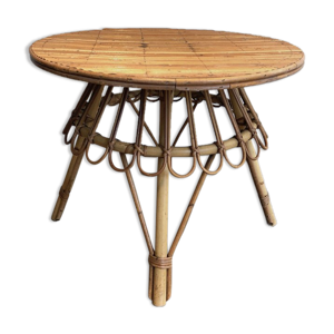 Table basse ronde en rotin