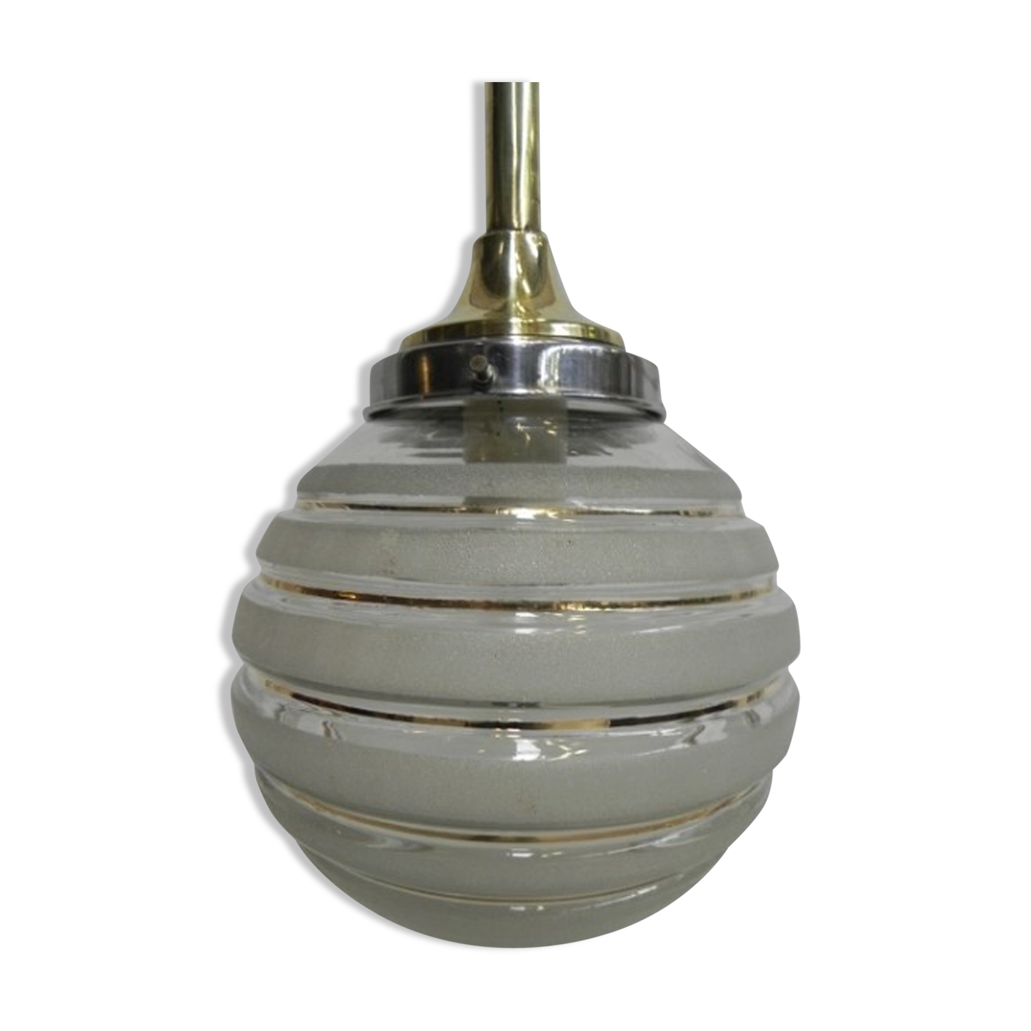 Suspensions Deco glass globe with brass frame