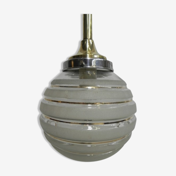 Suspensions Deco glass globe with brass frame