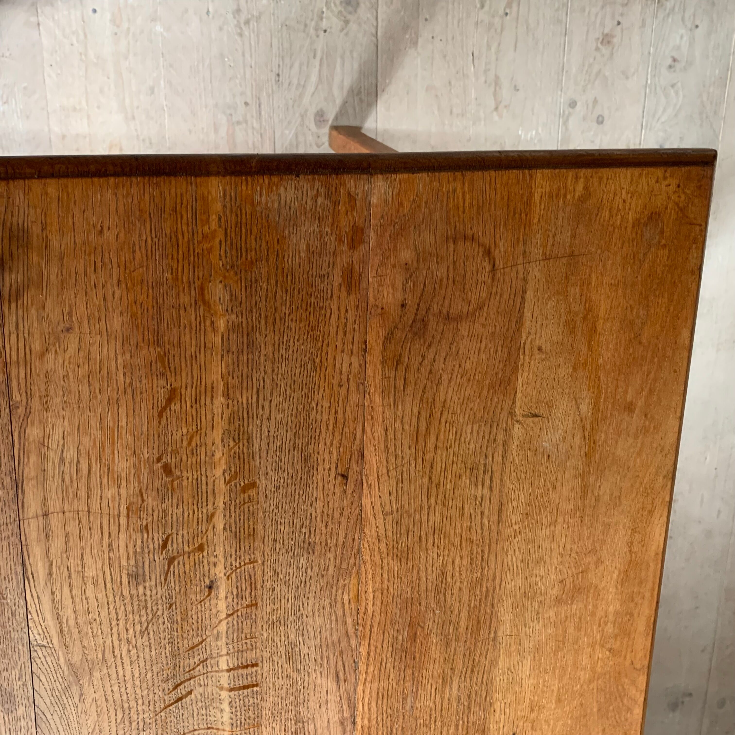 Vintage oak desk foot compass