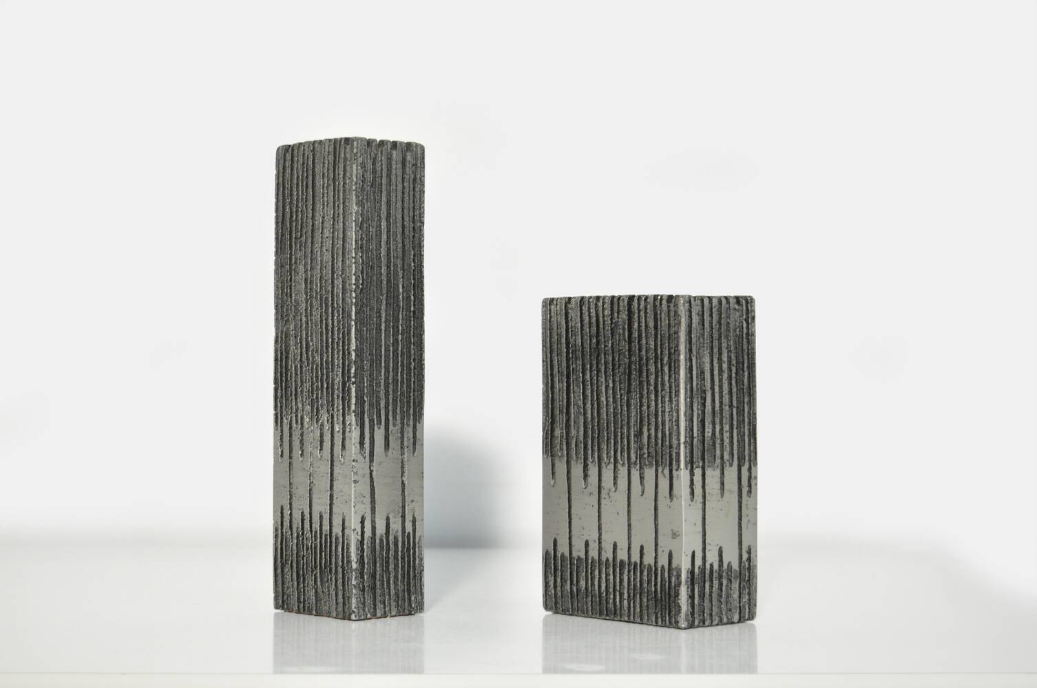 Cast aluminum brutalist vases designed by artist Willy Ceysens, Belgium 1960s