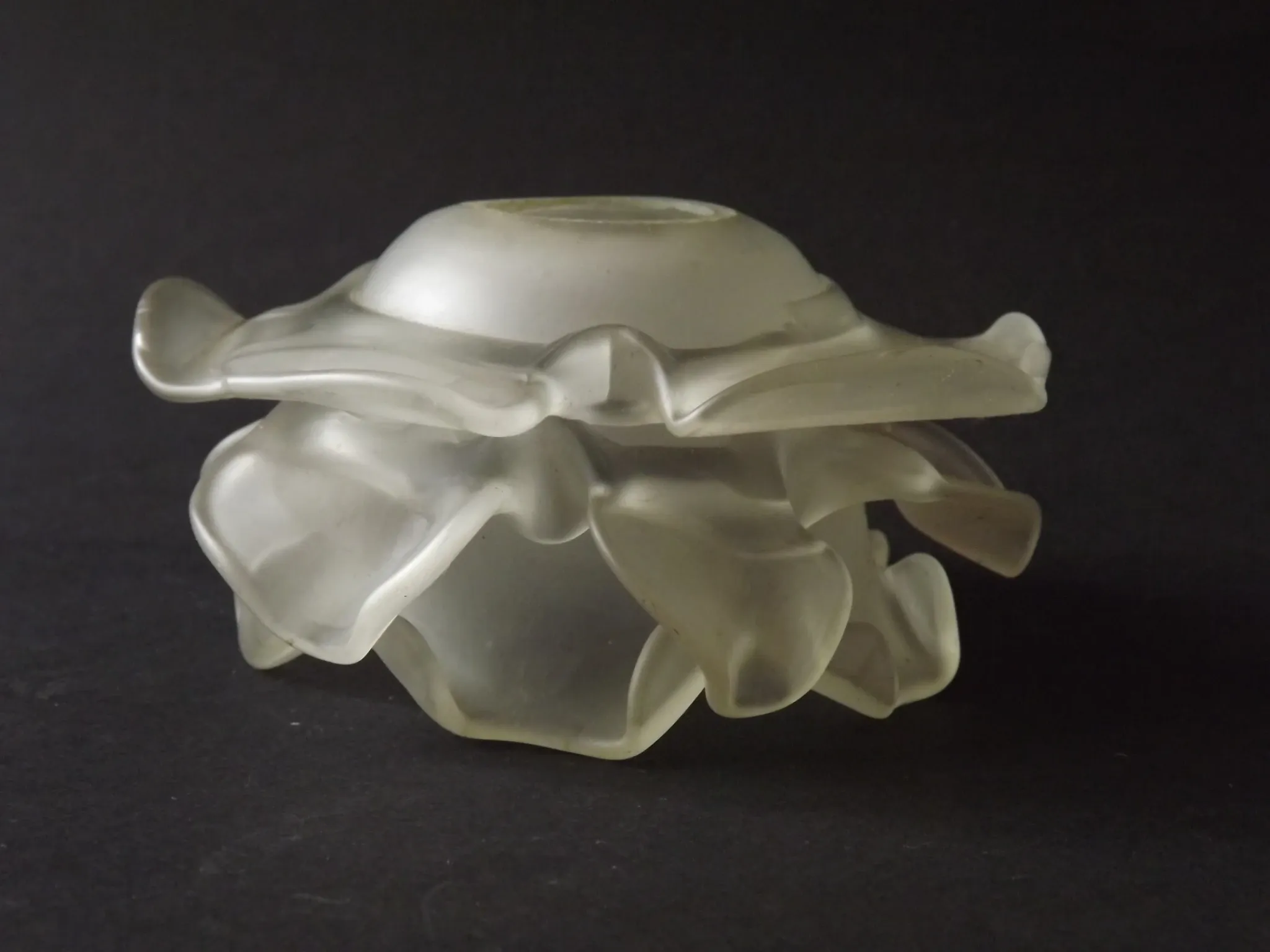 Vintage French Art Deco Frosted Satin Glass Rose Petal Flower Lamp Shade