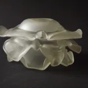 Vintage French Art Deco Frosted Satin Glass Rose Petal Flower Lamp Shade