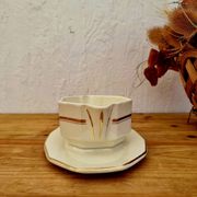 Saucière beige et dorée Saint Amand vintage