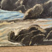 Vintage oil painting signed seaside landscape