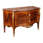 Commode napolitaine rococo en marbre rouge, peuplier et bronze, Italie 1700