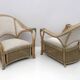 Mid-century Modern Italian Rattan and Wicker Two Armchairs and Sofa, 1970s