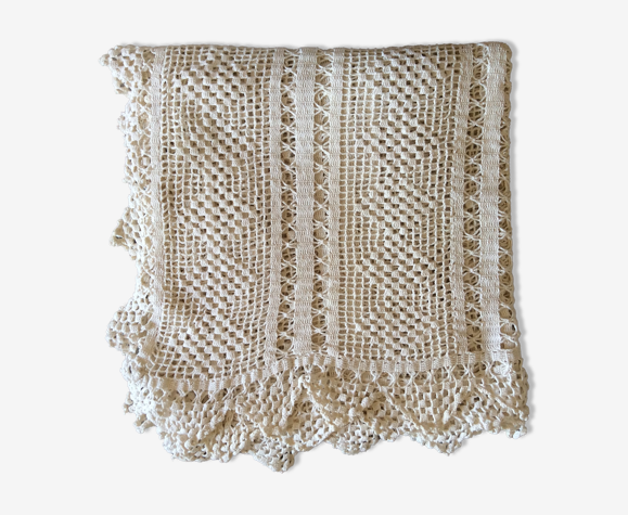 Couvre lit jeté de canapé plaid coton crochet fait main 230 X 230 | Selency