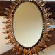 Oval sun mirror wrought iron from the 1950s Italy